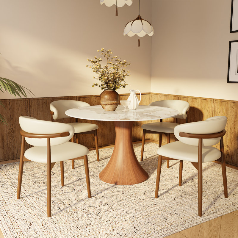 Ivy Bronx Mid-Century Modern Round Dining Table For 2-4 Stone